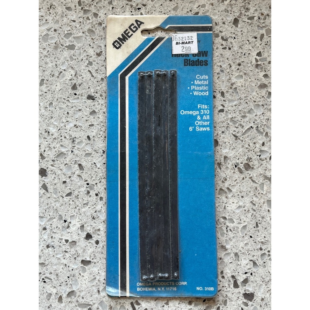 Omega 6 Inch Hack Saw Blades 4 Pack Vintage Model 310B for Metal Plastic Wood